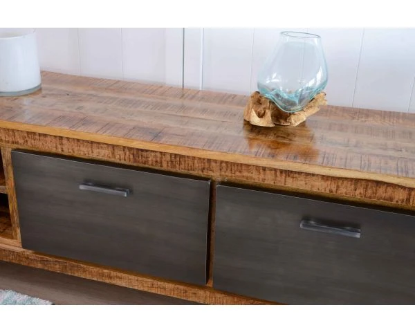 Meuble Télé Avec Rangements 2 Niches 2 Placards "Shade" Bois Métal – Image 5