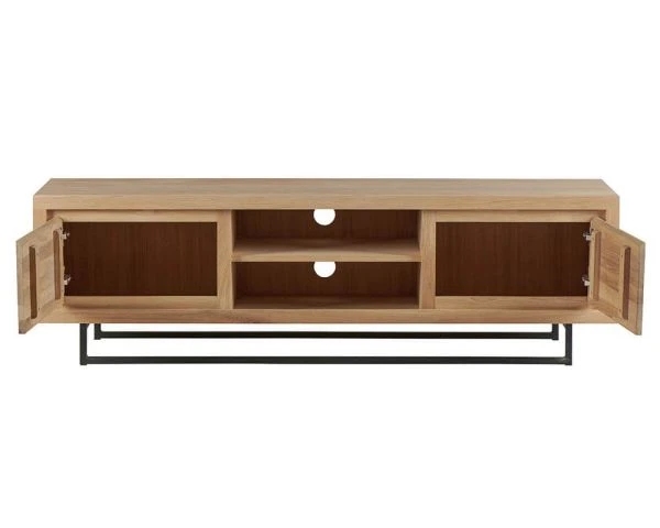 Meuble TV 2 Niches 2 Portes Chêne Et Métal « Ripley » Style épuré – Image 4