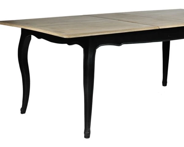 Table à Manger Extensible Noire Et Bois Naturel "Legacy" Style Shabby – Image 6