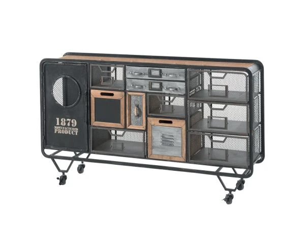 Commode Industrielle Casiers Bois Métal Sur Roulettes "Mélimélo Indus"