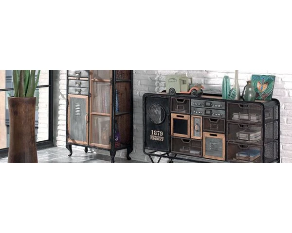 Commode Industrielle Casiers Bois Métal Sur Roulettes "Mélimélo Indus" – Image 2