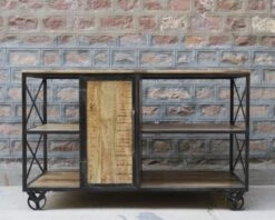 Îlot Central Industriel Métal Et Bois 150 Cm "Montana"