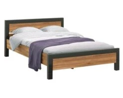 Lit King Size 180x200 Cm Style Industriel Métal Et Bois "Catane"