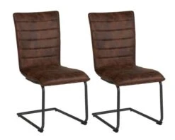 Lot De 2 Chaises En Tissu Havane Et Métal Noir Casita Style Industriel