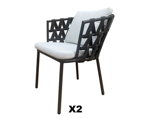 Lot De 2 Chaises De Jardin Design Grises "Saumur" Haut De Gamme