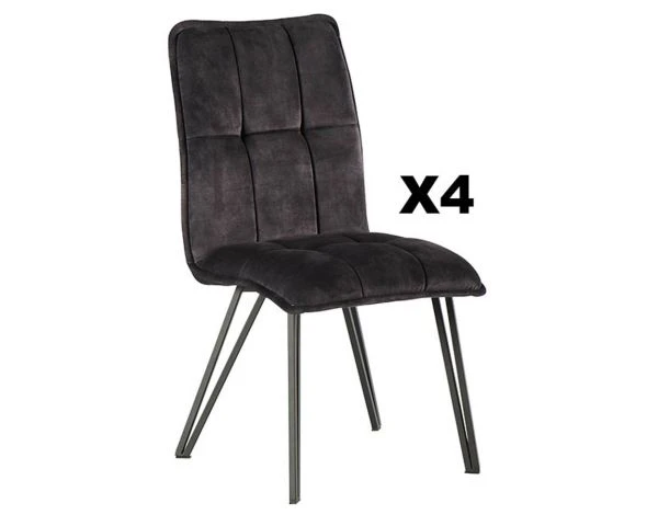 Lot De 4 Chaises Design Anthracites "Vénus" Tissu Et Métal – Image 2