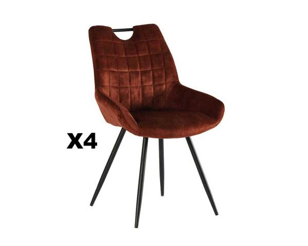 Lot De 4 Chaises De Table Vintages Noires Et Rouilles "Dina" Casita