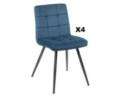 Lot De 4 Chaises Scandinaves Tissu Bleu Métal Noir "Sando" Casita