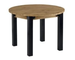 Table Ronde En Pin Massif "Lugano" Avec Pieds Métal Noir