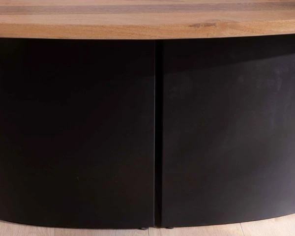 Table Ovale Pied Central Métal Plateau Manguier Massif "Marvin" 240cm – Image 5