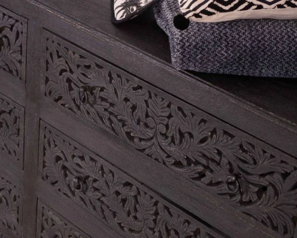 Grande Commode 6 Tiroirs De Style Indien "Batti" Pièce Unique En Bois – Image 7