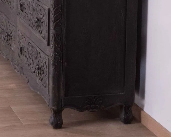 Grande Commode 6 Tiroirs De Style Indien "Batti" Pièce Unique En Bois – Image 4