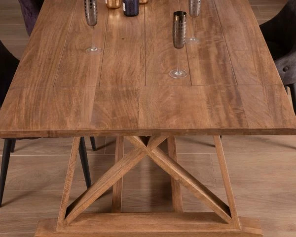 Table De Repas 240cm "Asia" Bois Massif Et Plateau Rectangulaire – Image 2