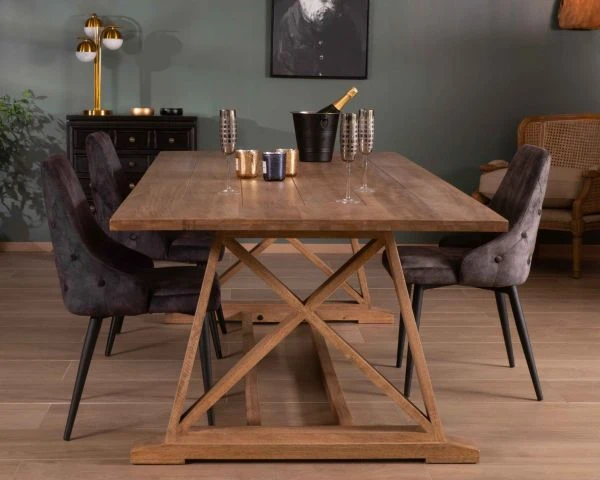 Table De Repas 240cm "Asia" Bois Massif Et Plateau Rectangulaire – Image 4