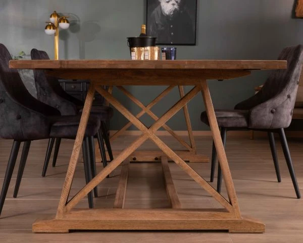 Table De Repas 240cm "Asia" Bois Massif Et Plateau Rectangulaire – Image 6