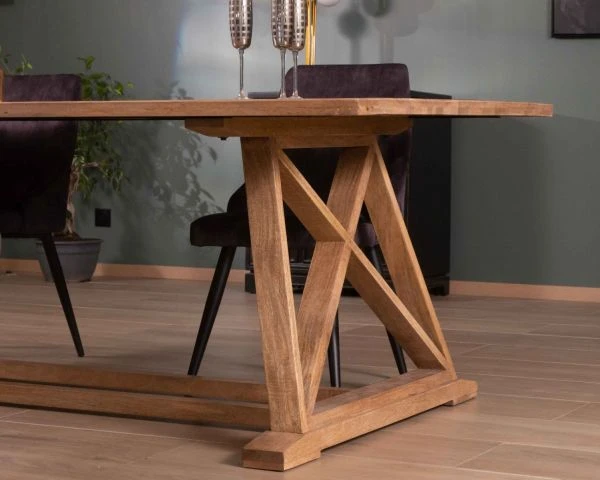 Table De Repas 240cm "Asia" Bois Massif Et Plateau Rectangulaire – Image 7