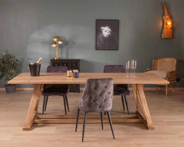 Table De Repas 240cm "Asia" Bois Massif Et Plateau Rectangulaire – Image 5