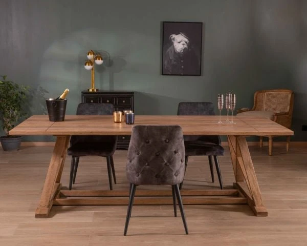 Table De Repas 240cm "Asia" Bois Massif Et Plateau Rectangulaire – Image 8