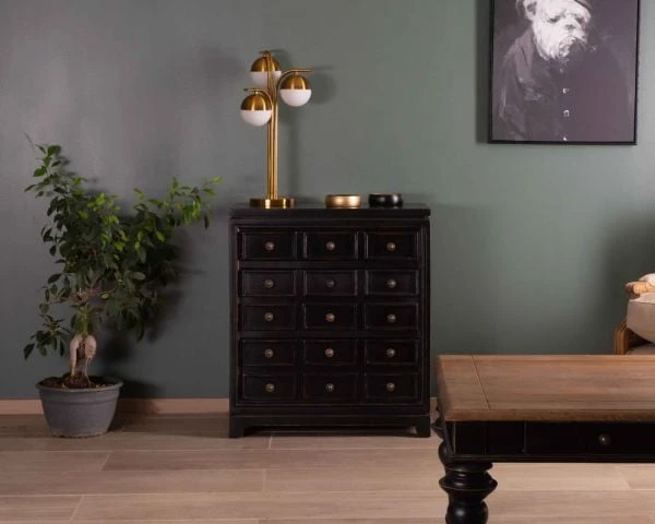 Commode Classique Noire En Manguier Et Finition Vieillie "Legacy"