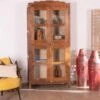 Grande Armoire Métal Et Bois Recyclés Avec Portes Vitrées "Batti"