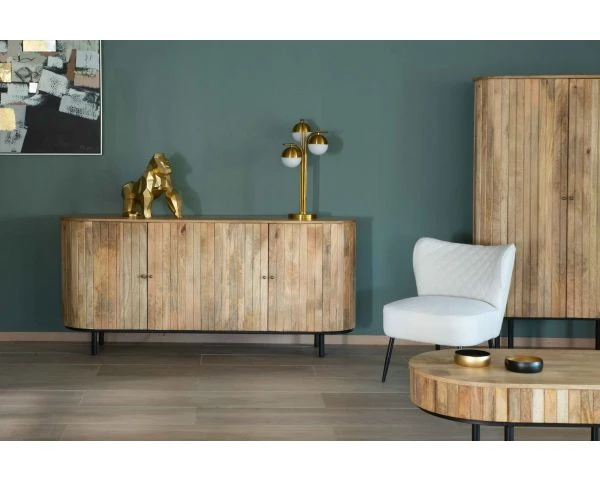 Buffet 4 Portes Réf Art Déco Métal Et Bois Massif Naturel "Slender" – Image 6