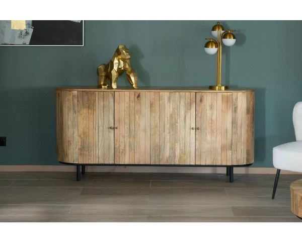 Buffet 4 Portes Réf Art Déco Métal Et Bois Massif Naturel "Slender" – Image 8