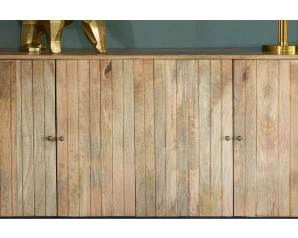 Buffet 4 Portes Réf Art Déco Métal Et Bois Massif Naturel "Slender" – Image 7