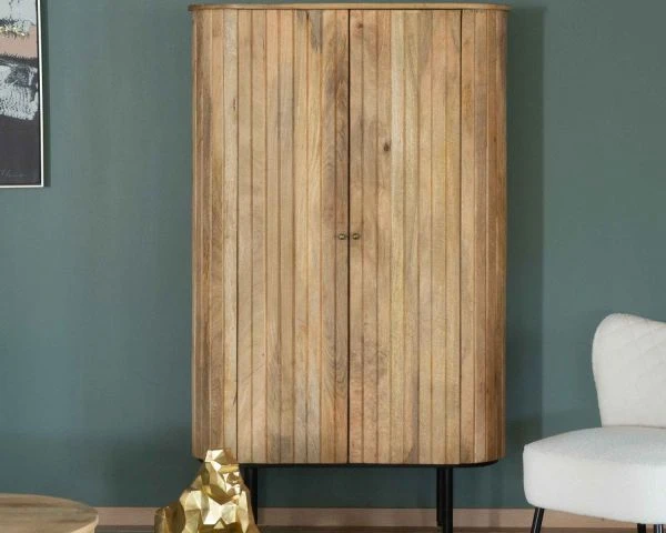 Armoire Style Rétro Chic Angles Arrondis Métal Et Manguier "Slender" – Image 3