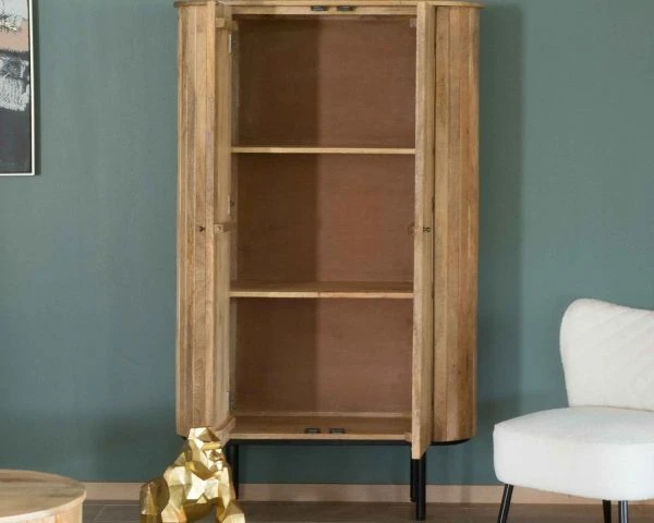 Armoire Style Rétro Chic Angles Arrondis Métal Et Manguier "Slender" – Image 6