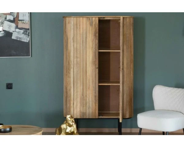 Armoire Style Rétro Chic Angles Arrondis Métal Et Manguier "Slender" – Image 7