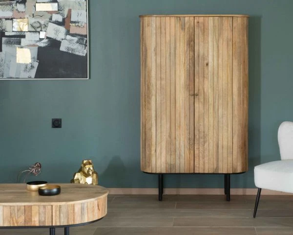 Armoire Style Rétro Chic Angles Arrondis Métal Et Manguier "Slender" – Image 5
