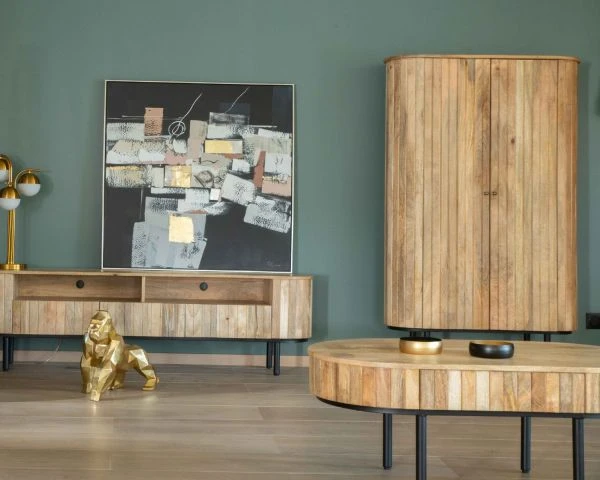 Armoire Style Rétro Chic Angles Arrondis Métal Et Manguier "Slender" – Image 8