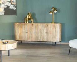 Buffet 4 Portes Réf Art Déco Métal Et Bois Massif Naturel "Slender"