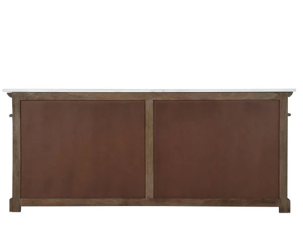 Meuble 4 Portes Bois Massif Plateau Quartz Blanc Arrondi "Églantine" – Image 3