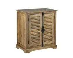Meuble De Rangement En Bois Massif 2 Portes "Persienne" 76x45x84cm