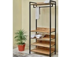 Armoire Factory Bois Et Métal 5 étagères 1 Tringle "Atelier"