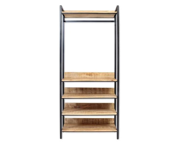 Armoire Factory Bois Et Métal 5 étagères 1 Tringle "Atelier" – Image 2