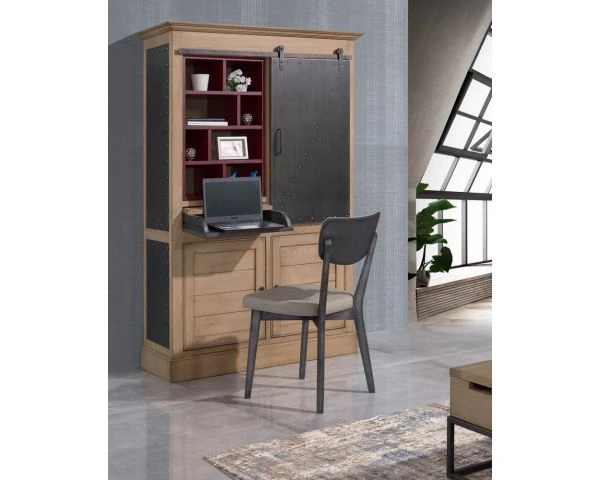 Bibliothèque "San Francisco" Style Factory Métal, Bois Crème Et Rouge