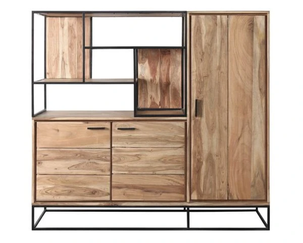 Meuble Multifonctions Style Contemporain Acacia Massif Et Métal "Era" – Image 8