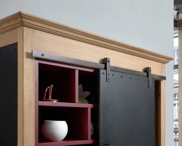 Bibliothèque "San Francisco" Style Factory Métal, Bois Crème Et Rouge – Image 6