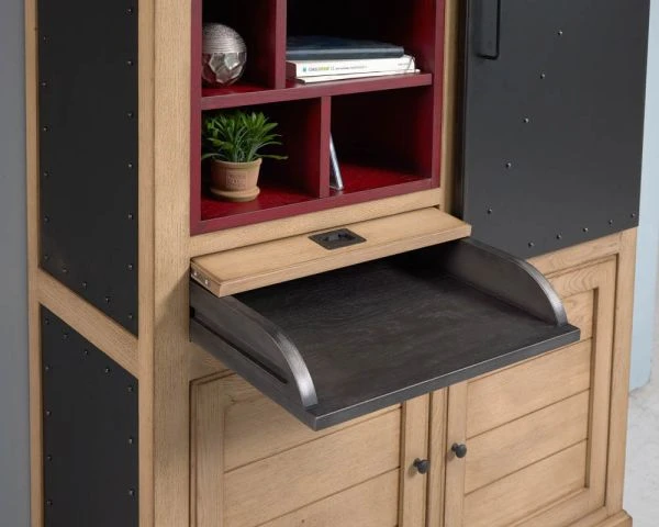 Bibliothèque "San Francisco" Style Factory Métal, Bois Crème Et Rouge – Image 7