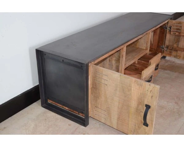 Meuble TV Métal Et Bois Industriel 190cm "New York" – Image 5