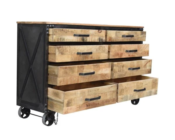 Commode Sur Roulettes En Bois Exotique "Montana" – Image 2