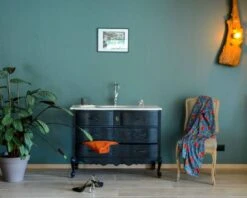 Meuble 1 Vasque Noir Et Blanc Style Baroque Avec Tiroirs "Elégance"