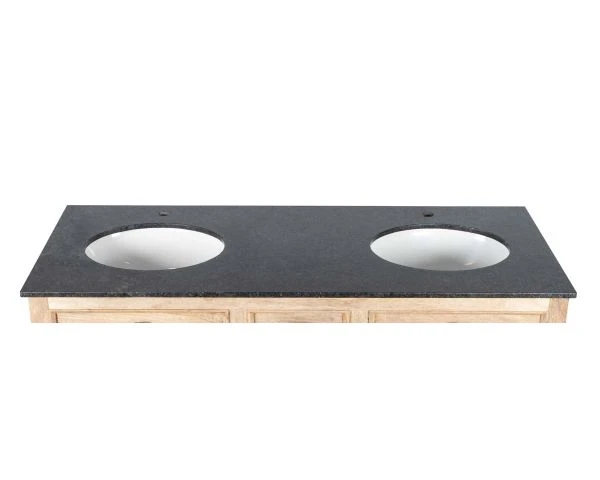 Grand Meuble Double Vasque Pierre Et Bois Massif Avec Miroirs – Image 7