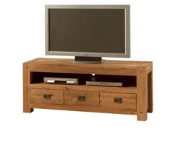 Meuble Tv En Bois Avec Rangements 3 Tiroirs 1 Niche "Lodge Casita"