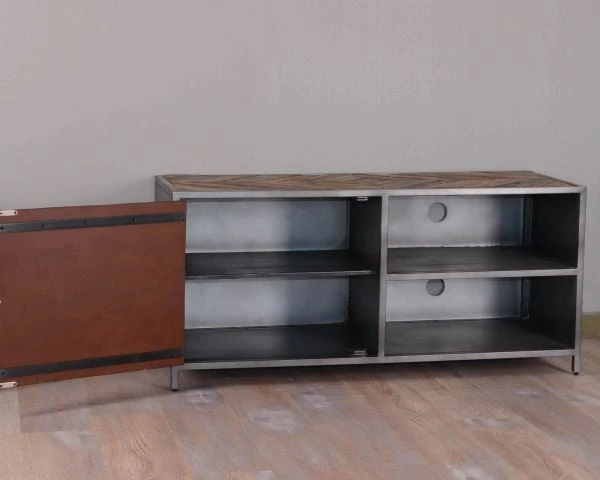 Meuble TV Métal Bois Industriel 120cm "Wood" – Image 5