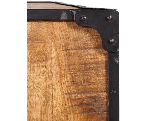 Meuble TV Bas 5 Tiroirs Bois Massif Et Métal 150 Cm "Emil" – Image 10