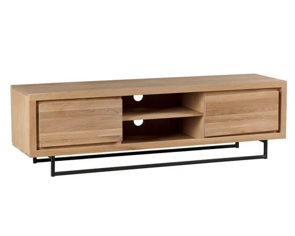 Meuble TV 2 Niches 2 Portes Chêne Et Métal « Ripley » Style épuré