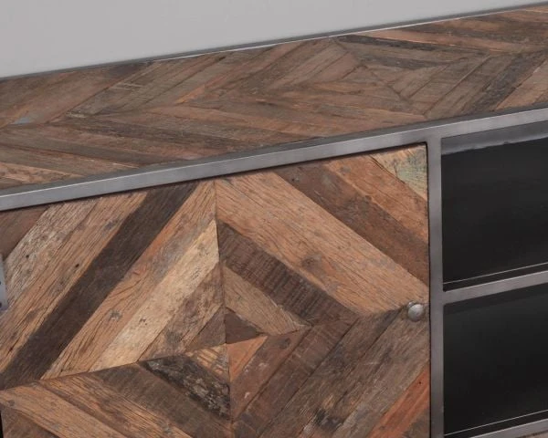 Meuble TV Métal Bois Industriel 120cm "Wood" – Image 6